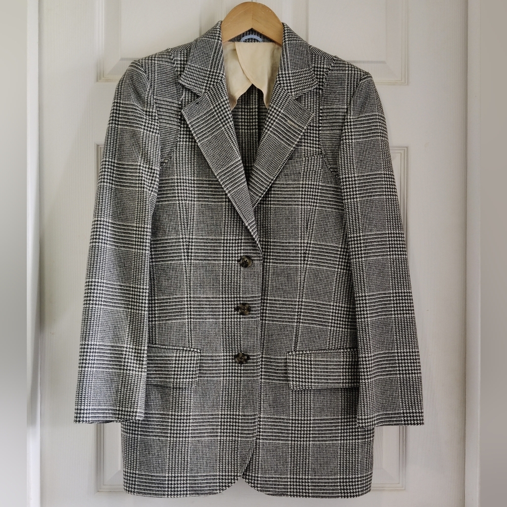 Gant Women's Size 36 Black/Off White Houndstooth/Glen Plaid Blazer